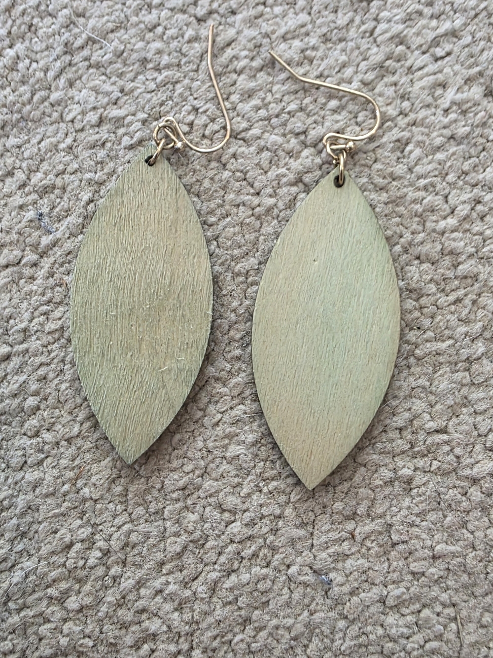 Handcrafted Light Green Teardrop Wood Earrings